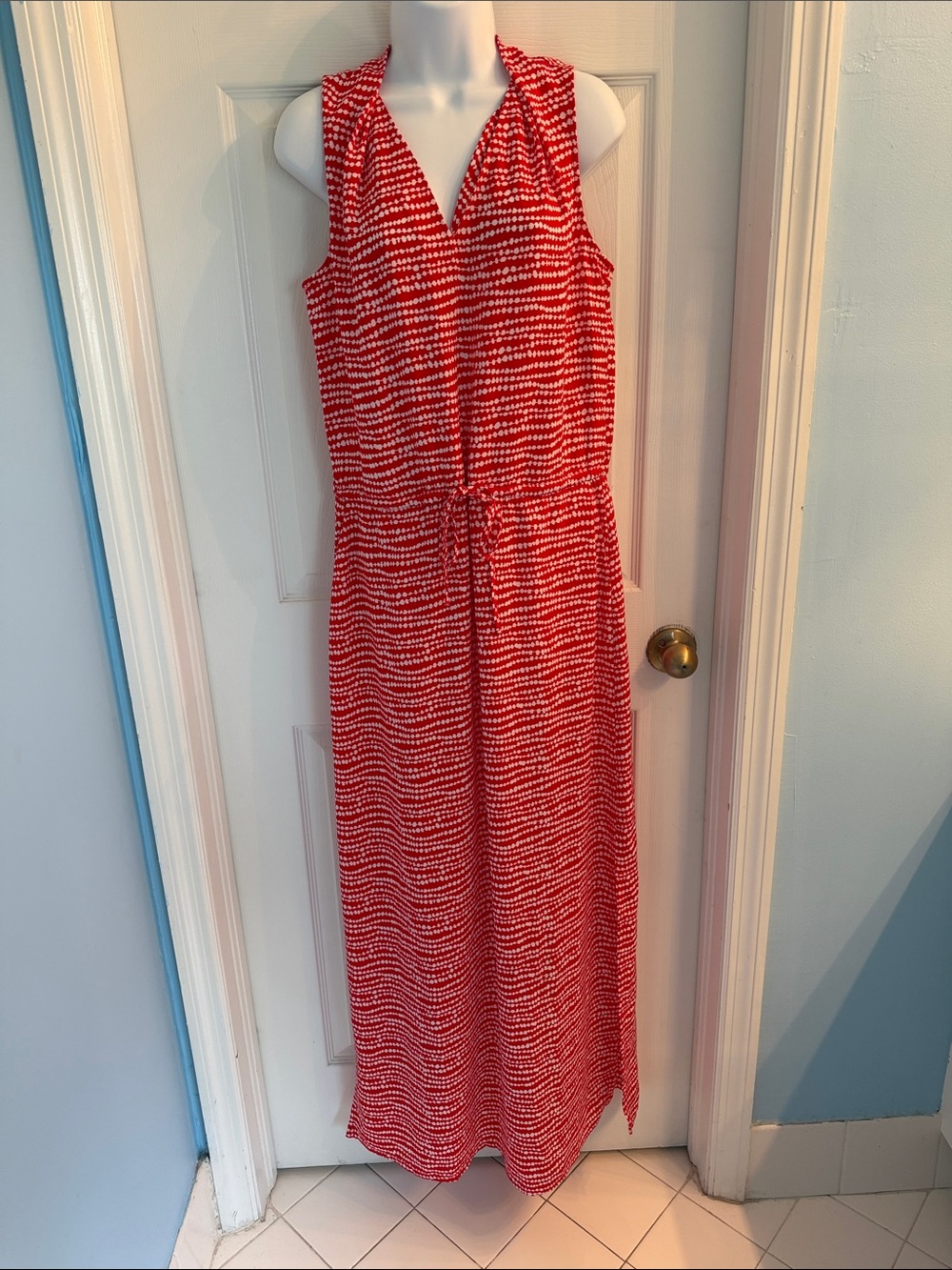 NWT Sleeveless Red Patterned Maxi Dress